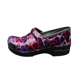 Dansko Women's Professional Clogs Painted Leopard Patent Slip-Resistant, Sz 38